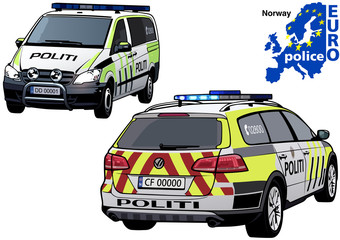 Norway Police Car - Colored Illustration from Series Europol, Vector