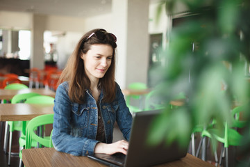 Woman Laptop Browsing Searching Social Networking Technology Concept
