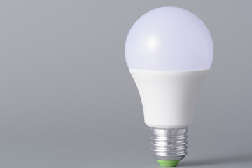 Led light bulb on gray background