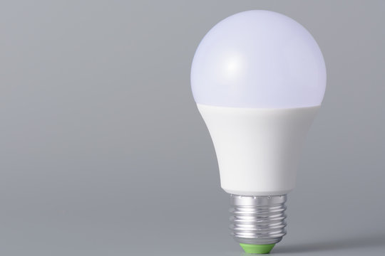 Led light bulb on gray background