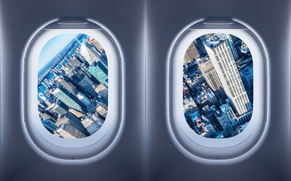 Fototapeta new york city seen from an aircraft