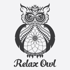 Vector owl. Anti stress coloring.