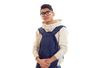 Fototapeta premium Young man with glasses and backpack