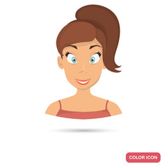 Girl avatar icon in cartoon style for web and mobile design