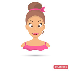 Girl avatar icon in cartoon style for web and mobile design