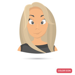 Girl avatar icon in cartoon style for web and mobile design