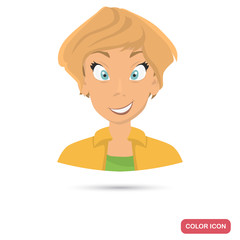 Girl avatar icon in cartoon style for web and mobile design