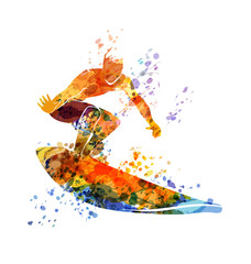 Obraz premium Vector color illustration surfer