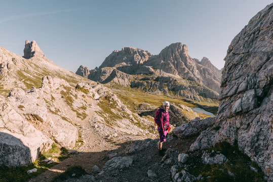 Wanderer auf dem Paternkofel Klettersteig, Italien