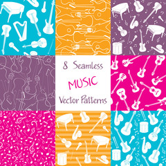 Collection of music seamless patterns
