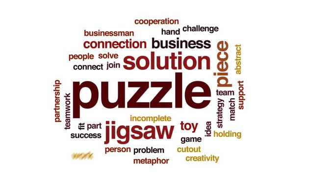 Puzzle Animated Word Cloud, Text Design Animation.