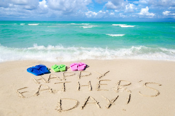 Fototapeta na wymiar Happy father's day background on the Miami beach