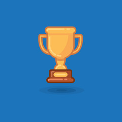 Vector illustration of winner cup award on a blue background