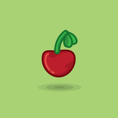 Vector illustration ripe cherry berries on a green background