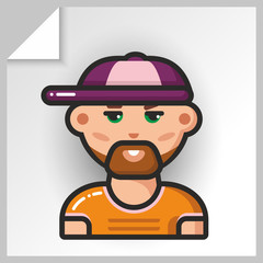 Cartoon male avatars- face icons. Vector Isolated flat colorful illustration.