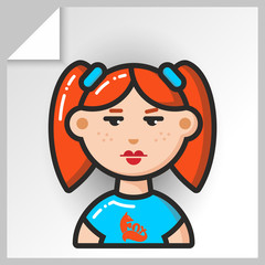Cartoon female avatars- face icons. Vector Isolated flat colorful illustration.