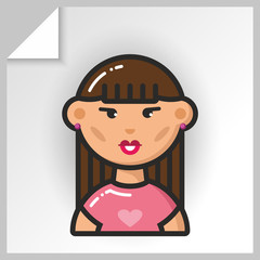 Cartoon female avatars- face icons. Vector Isolated flat colorful illustration.