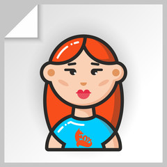 Cartoon female avatars- face icons. Vector Isolated flat colorful illustration.