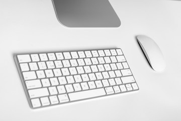 keyboard mouse and computer isolated on a white background