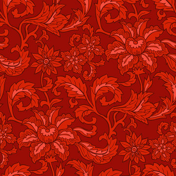 Seamless Red Floral Pattern