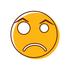 Upset crazy emoticon. Vector emoji smiley illustration