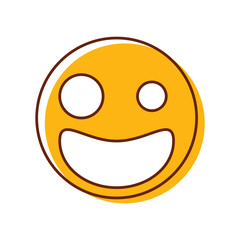 Crazy happy emoticon. Vector emoji smiley laughing