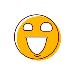 Crazy Emoticon vector. Big naughty and evil smile emoji icon