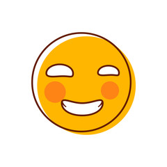 Crazy naughty smile emoticon. Vector emoji illustration