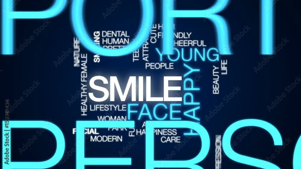 Poster smile animated word cloud, text design animation.