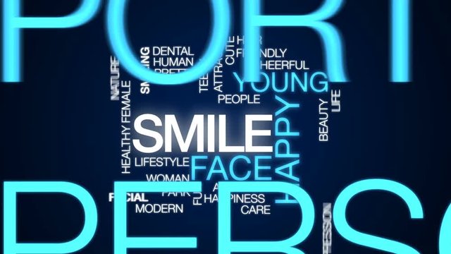 Smile animated word cloud, text design animation.