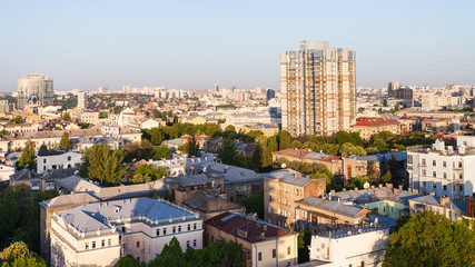 Fototapeta na wymiar apartment houses in Kiev city in spring dawning