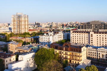 Fototapeta premium residential buildings in Kiev in spring dawning