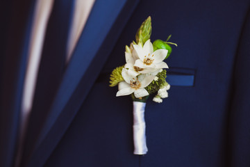 Boutonniere on a groom's coat
