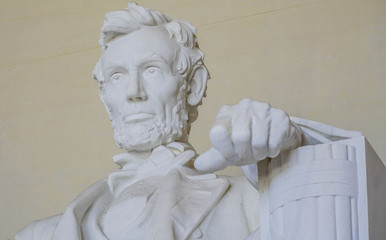 Close up shot of Lincoln statue in Washington - The Lincoln Memorial - WASHINGTON DC - COLUMBIA - APRIL 7, 2017