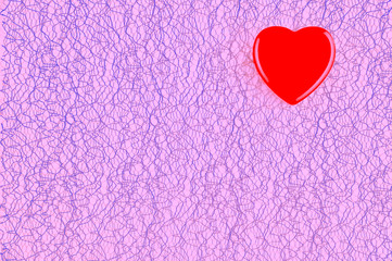 Background with a red heart with blood vessels. Light background with red blue lines and a heart.