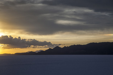 Naklejka na ściany i meble Sunset, Post Wet Season, Salar de Uyuni, Bolivia