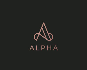 Elegant line curve vector logotype. Premium letter A logo design. Luxury linear creative monogram.