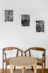 Wooden vintage chairs and table