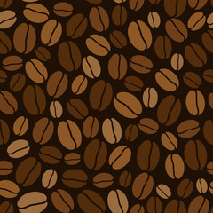 vector seamless background with brown coffee beans