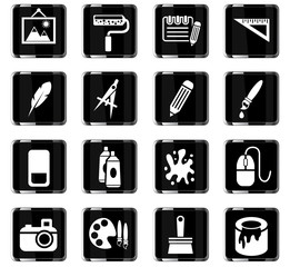 art tools icon set