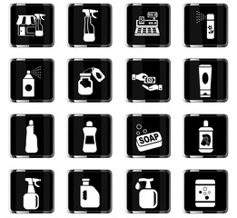 chemicals store icon set
