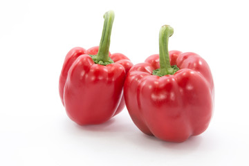 Red capsicum or sweet pepper isolated on white background