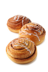 Cinnamon buns isolated on white background
