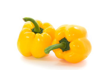 Yellow capsicum or sweet pepper isolated on white background