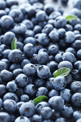 Ripe and tasty blueberries background