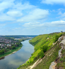 Fototapeta na wymiar Dnister river and Zalischyky town.