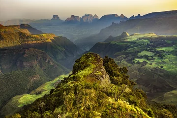Foto op Canvas Ethiopië. Simien Mountains Nationaal Park. Uitzichtpunt bij Chenek Camp © WitR