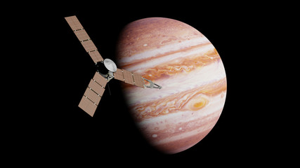 Naklejka premium Juno spacecraft in front of the planet Jupiter