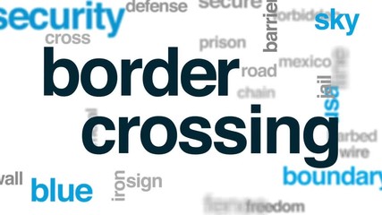 Border crossing animated word cloud, text design animation.