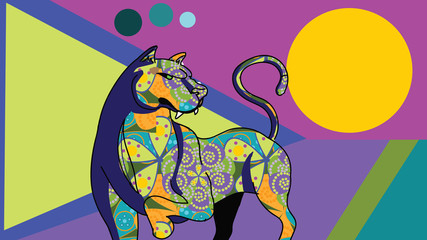 The abstract concept colorful world of a panther